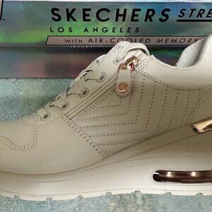 Sketchers Street  Million Air-Wedge Way Lace up w/side zippers NWB Size 7.5